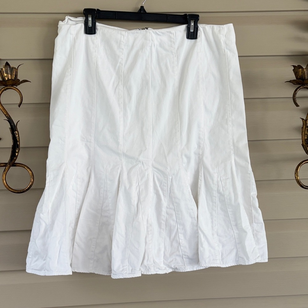 Ralph Lauren White A-Line Pleated Hem Skirt